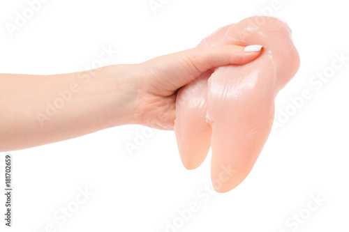 Chicken breast fillets in a hand