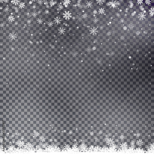 Snowflake border vector. Christmas falling snow.