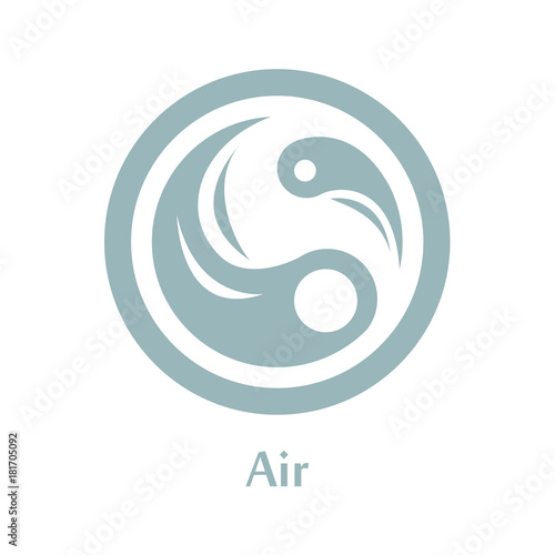 Vector illustration of air element icon, line round symbols. Logo template. Wind symbol. Pictograph.