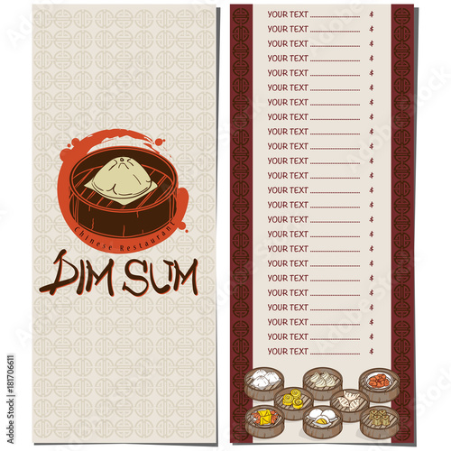 menu dim sum chinese food restaurant template design