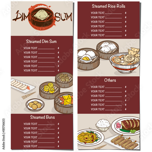 menu dim sum chinese food restaurant template design