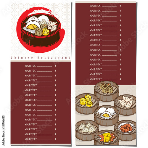 menu dim sum chinese food restaurant template design