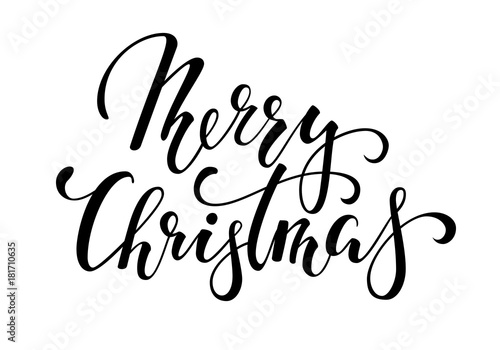 Merry Christmas. Hand drawn creative calligraphy and brush pen lettering. design for holiday greeting cards and invitations of the Merry Christmas and Happy New Year, banner, logo, seasonal holiday