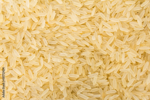 Parboiled Chinese Rice seed. Closeup of grains, background use.
