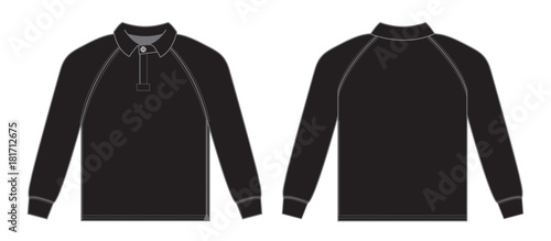 long-sleeve polo shirt , jersey shirt / black