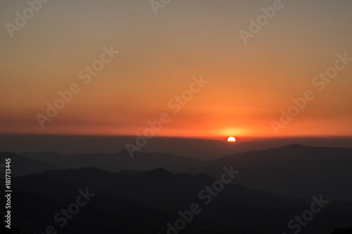 Sunrise at Phu Chi Fa Mountains in Chaing Rai, Thailand