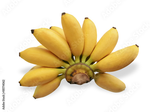 Bunch of bananas isolated on white background with clipping path. photo