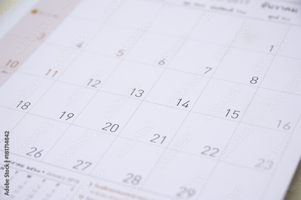 close up calendar on wood table,selective focus close up calendar on wood table,selective focus