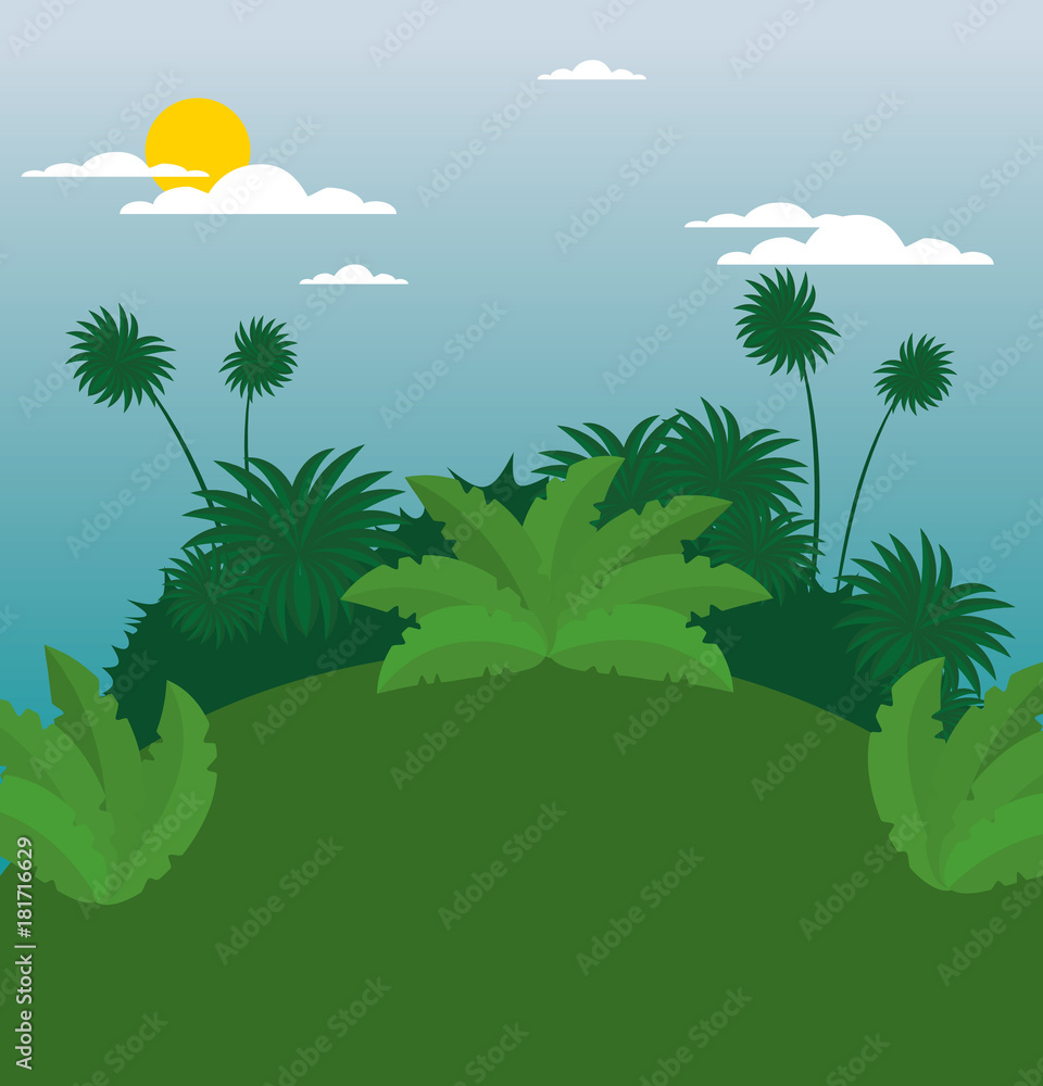 wildlife nature landscape, forest background vector illustration graphic design