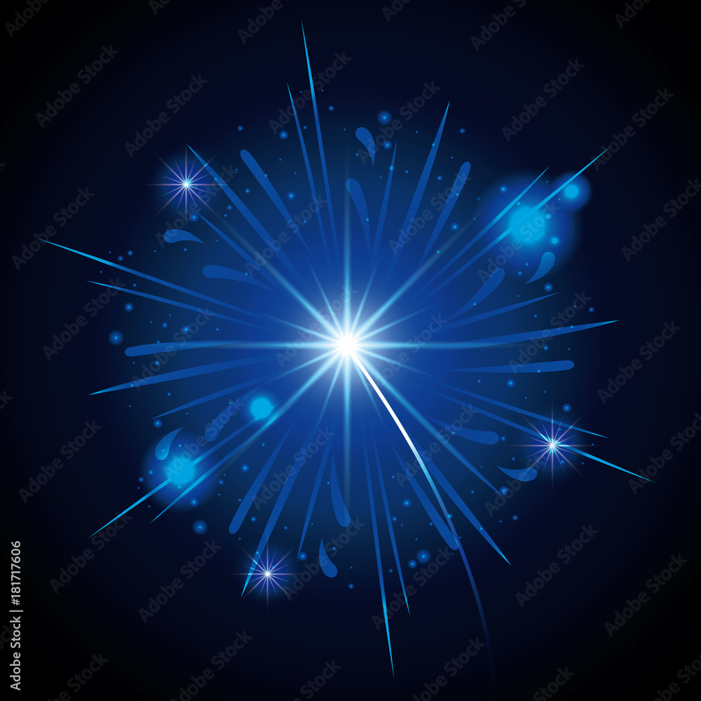 fireworks bursting in shape of blue star on black background fireworks bursting in shape of blue star on black background