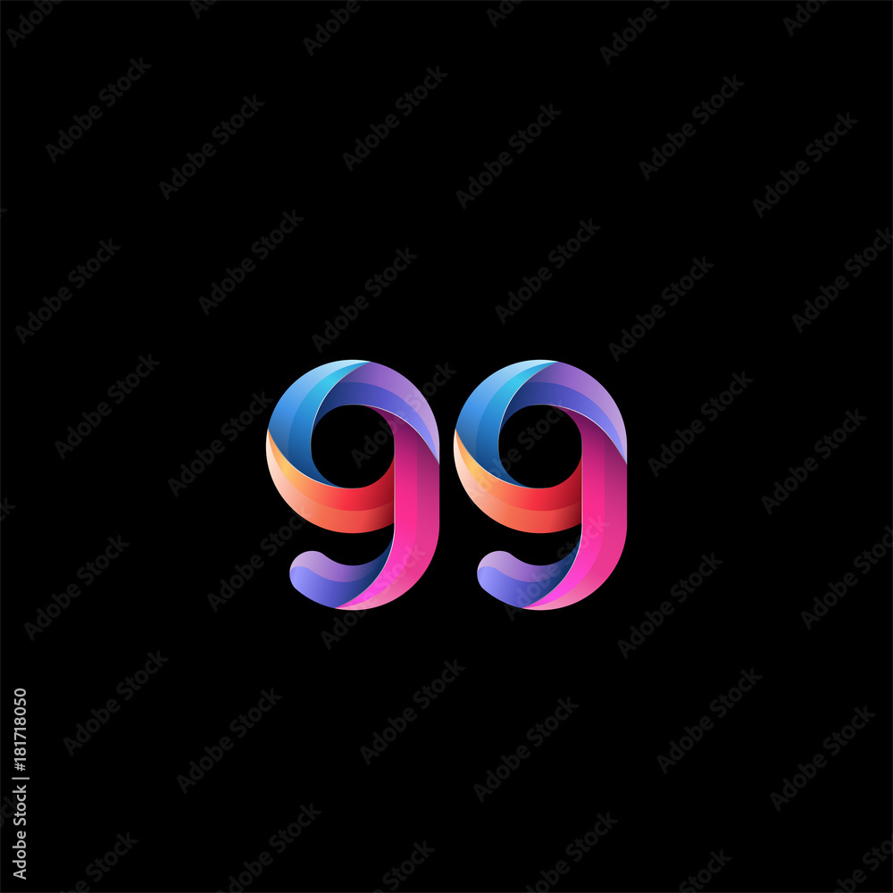 Fototapeta premium Initial lowercase letter gg, curve rounded logo, gradient vibrant colorful glossy colors on black background