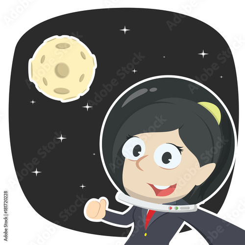 Businesswoman selfie in space– stock illustration