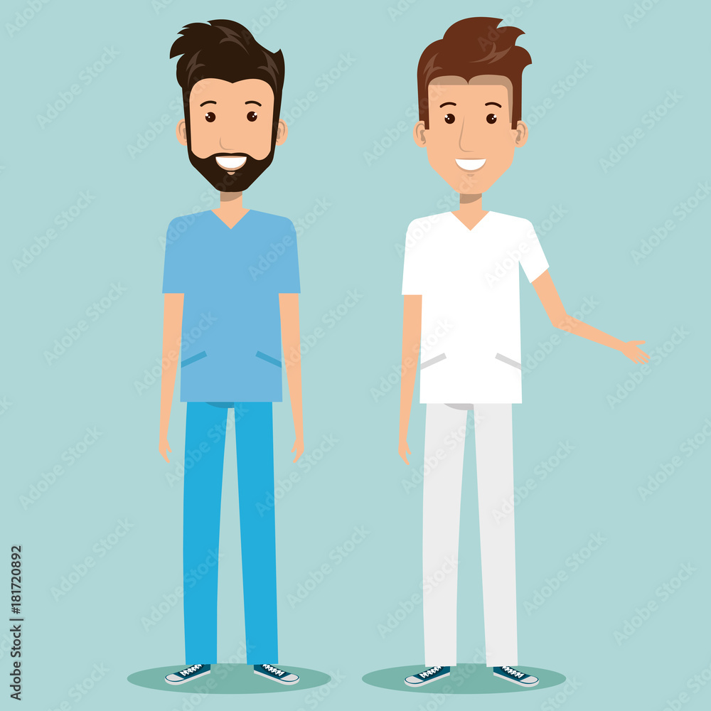 Male health professional over blue background vector illustration