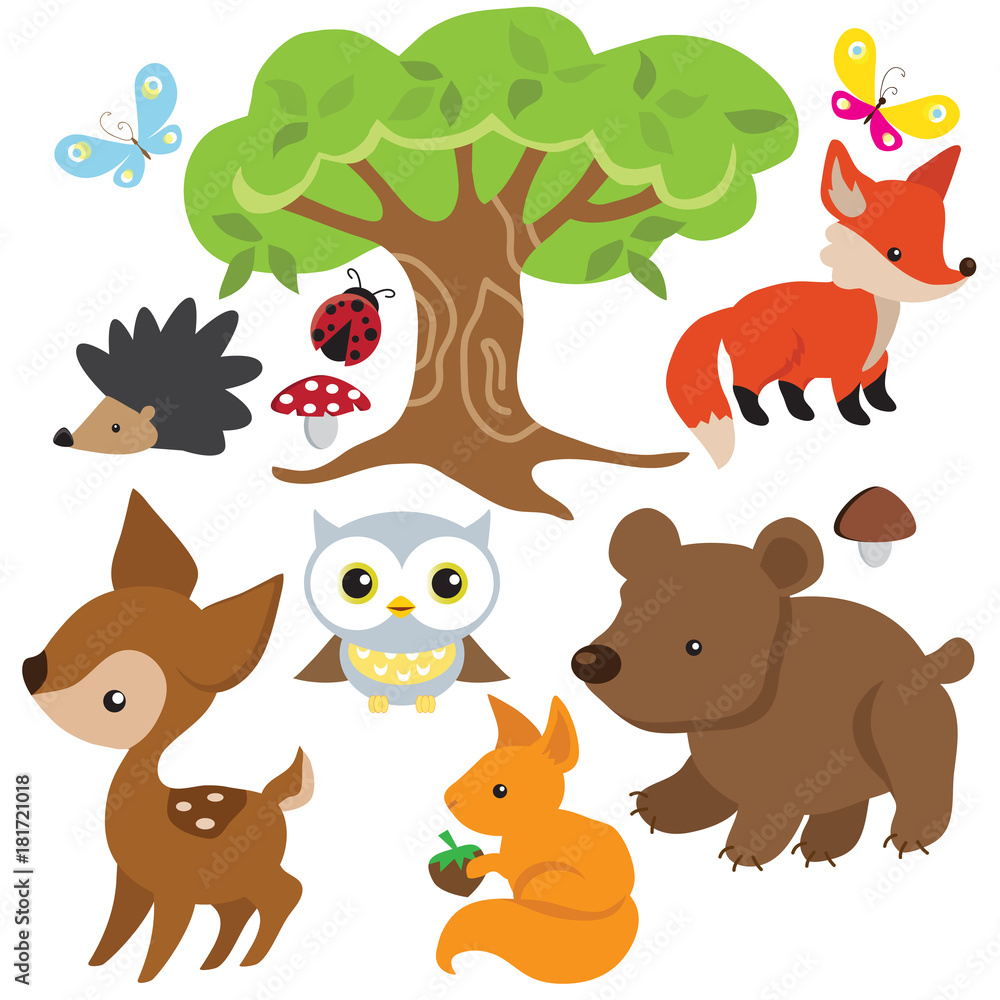 Fototapeta premium Forest animal vector cartoon illustration