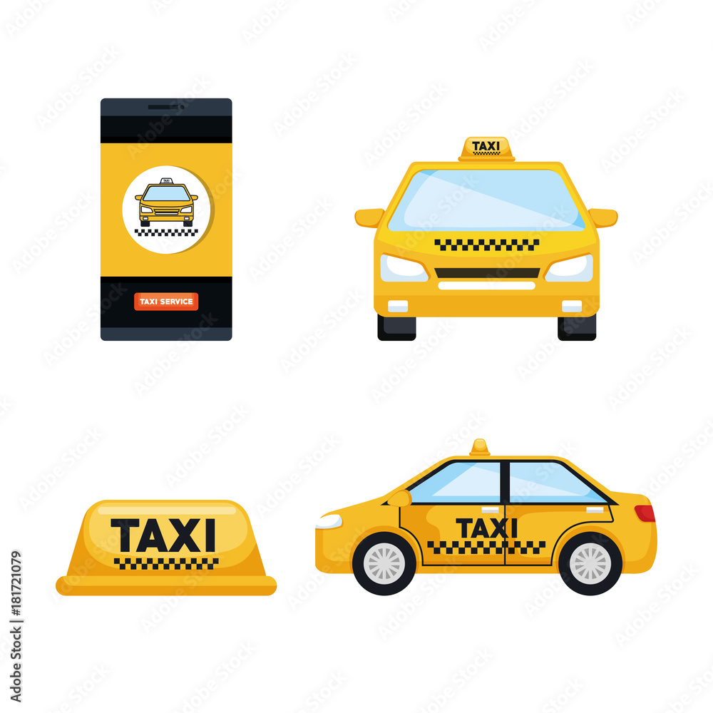 taxi service set transport order internet elements vector illustration taxi service set transport order internet elements vector illustration