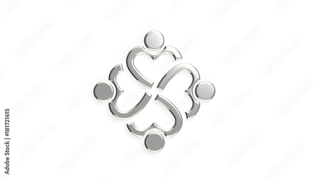 Heart Group of Happy Children Together. 3D Render Illustration Heart Group of Happy Children Together. 3D Render Illustration
