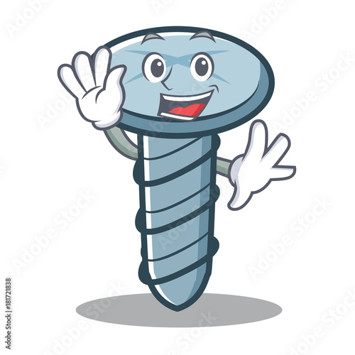 Waving screw character cartoon style
