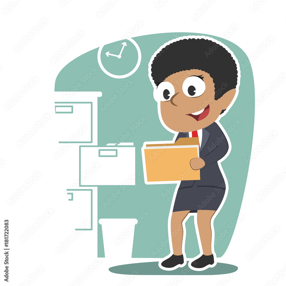 African businesswoman holding file document– stock illustration