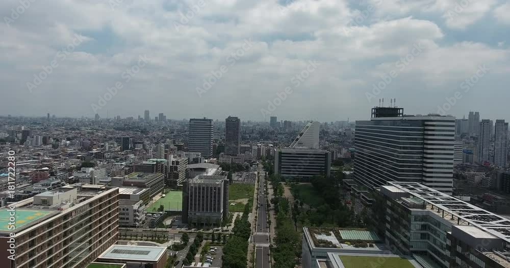 TOKYO, JAPAN – JUNE 2016 : Aerial shot over Nakano area on a beautiful day with cityscape and tall buildings in view TOKYO, JAPAN – JUNE 2016 : Aerial shot over Nakano area on a beautiful day with cityscape and tall buildings in view