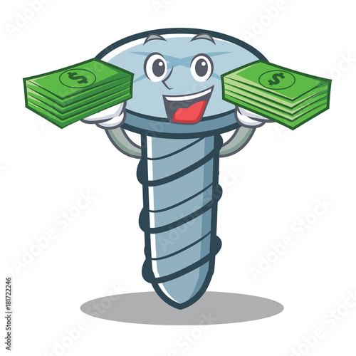 With money screw character cartoon style