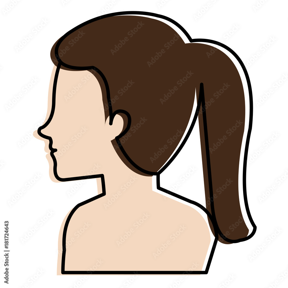woman profile shirtless avatar character vector illustration design