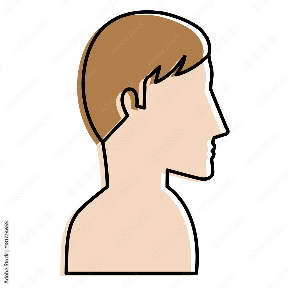 man profile shirtless avatar character vector illustration design