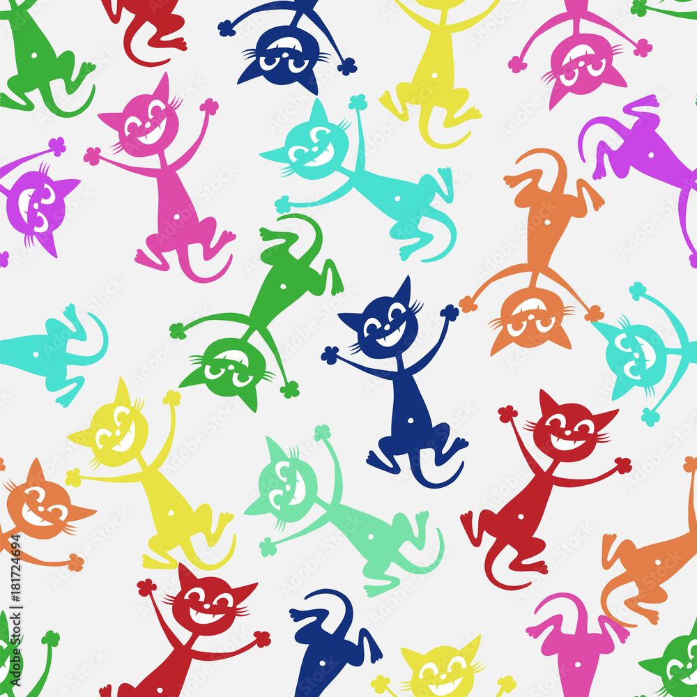colored cats. seamless pattern colored cats. seamless pattern