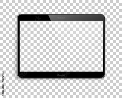 Device mockup transparent screen background. Modern realistic gadget, horizontal pattern. Vector isolated illustration