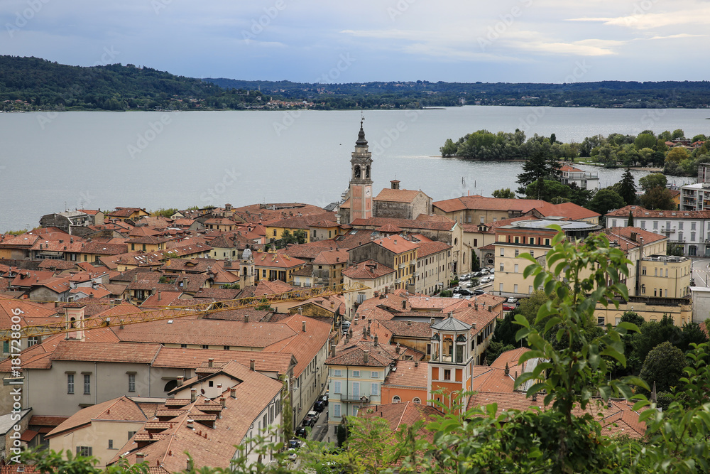 Fototapeta premium View at Arona and Lake Maggiore, Italy
