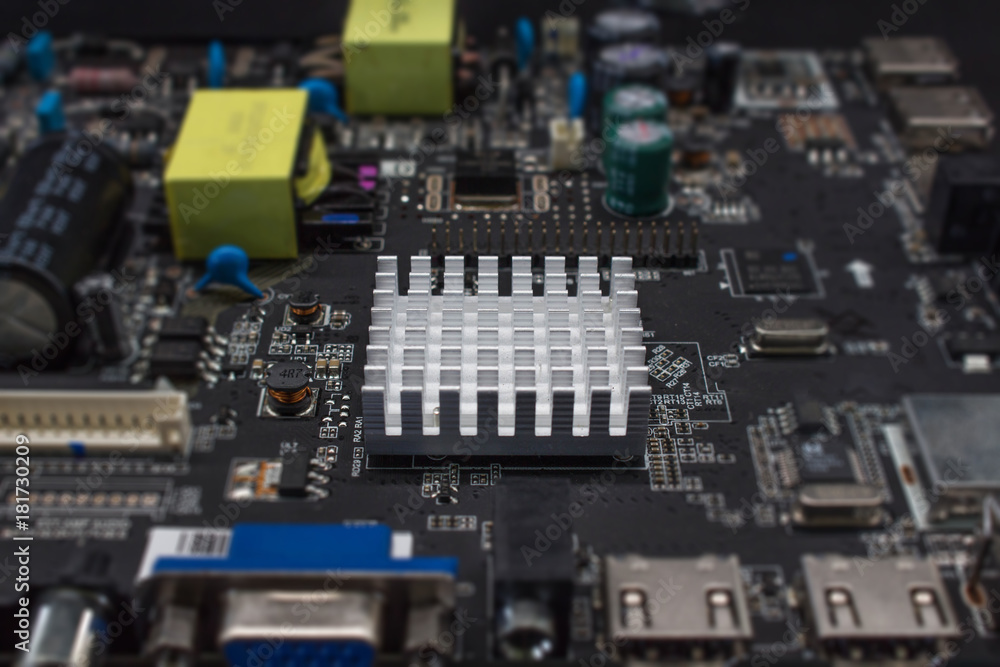The aluminum heat sink on electronic board The aluminum heat sink on electronic board