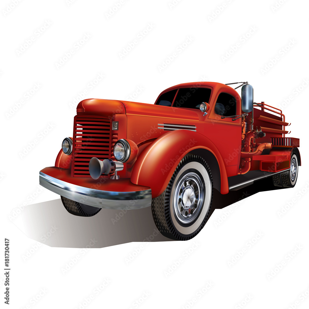 Red Fire Truck Isolated on White