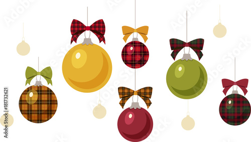 Solid and Plaid Christmas Ornaments with Bows