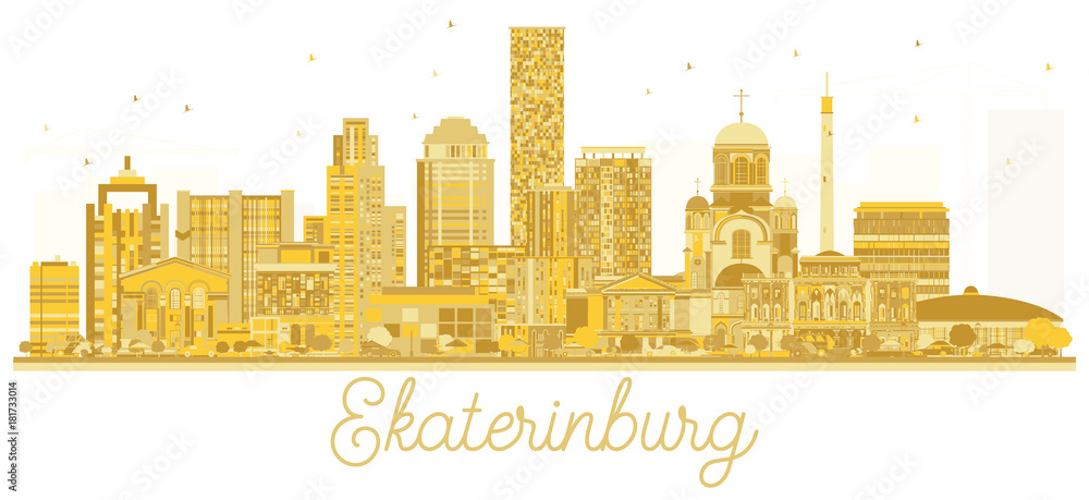 Yekaterinburg Russia City skyline golden silhouette.