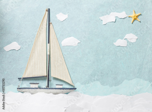 Photography Wooden white yacht model