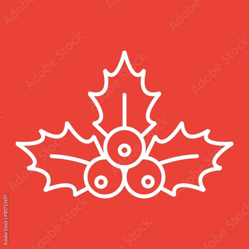 Christmas holly berries line icon, New year