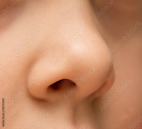 child's nose macro photo