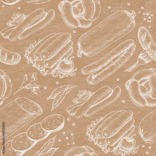 Vector pattern with meat products