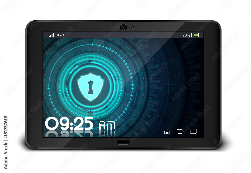 Tablet pc with security concept on screen Tablet pc with security concept on screen