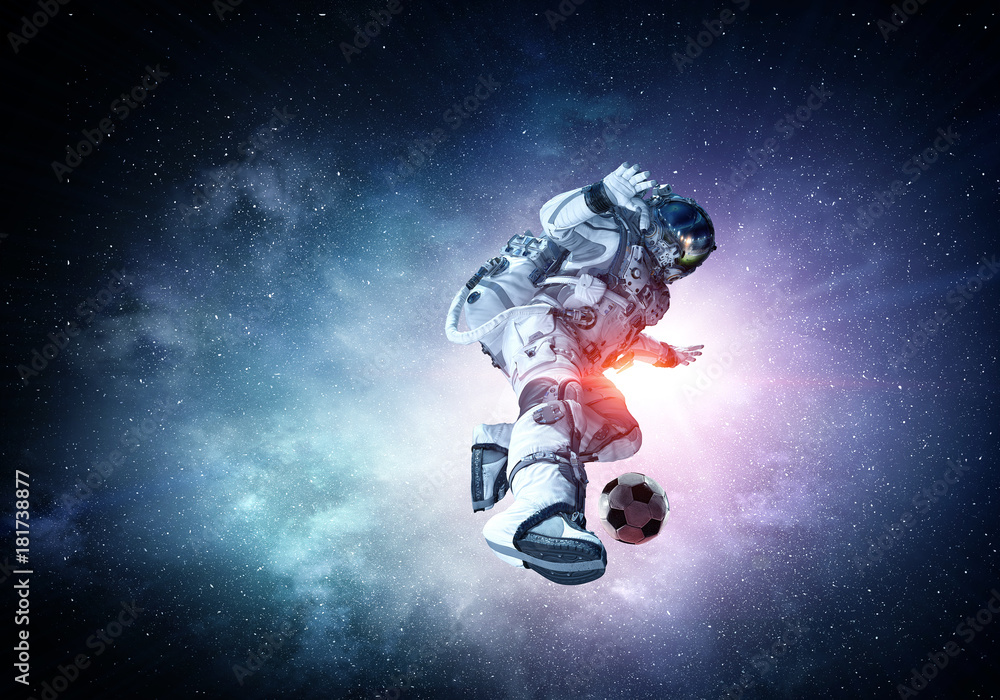 Astronaut play soccer game Astronaut play soccer game