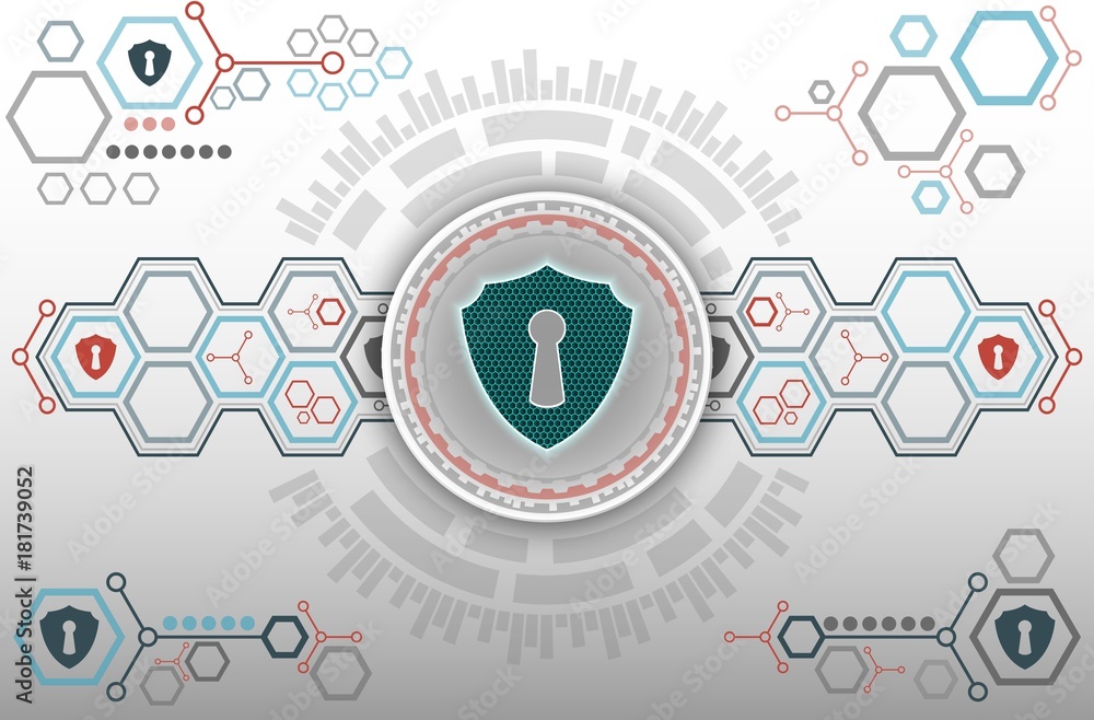 Obraz premium Abstract technology background with green abstract shield