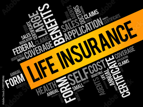 LIFE Insurance word cloud collage, healthcare concept background