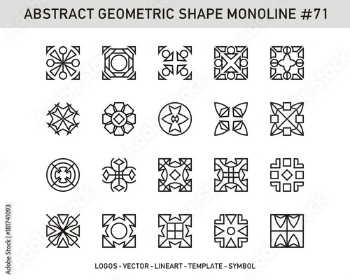 Geometric elements set, Modern shapes, isolated on white, line design, vector illustration