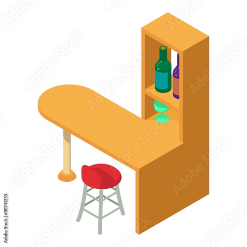 Bar counter icon, isometric style