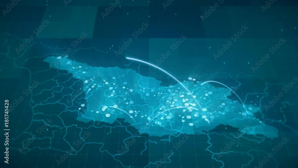 Visual Georgia Map This animated blue Georgia map with connections between important ...