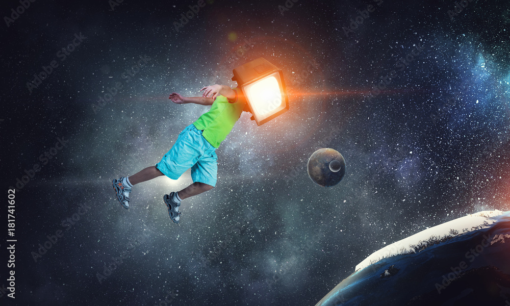 TV addicted children. Mixed media TV addicted children. Mixed media