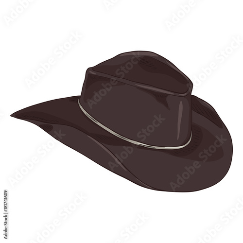 Vector Single Cartoon Cowboy Hat on White Bcakground