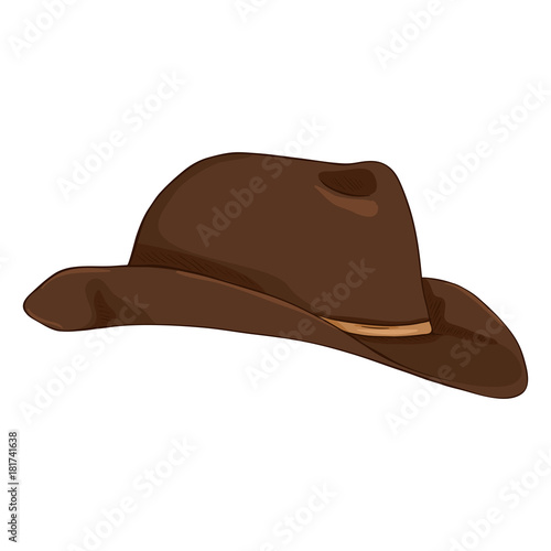 Vector Single Cartoon Cowboy Hat on White Bcakground