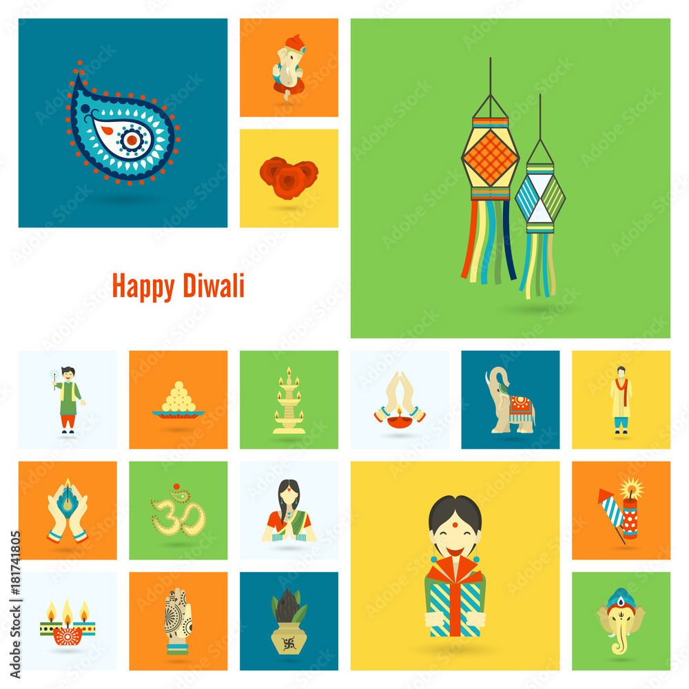 Diwali. Indian Festival Icons Diwali. Indian Festival Icons