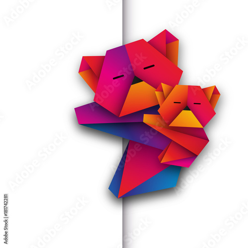 misie koala origami wektor