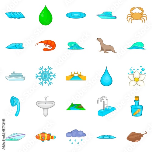Basin icons set, cartoon style